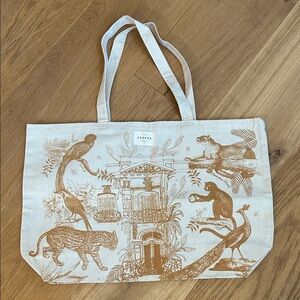 Sezane Gold and Cream Paraiso Tote